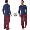 DOCKERS Men’s Pajama Sets, Plaid PJ Pants for Men Lounge Set Long Sleeve Shirt Plaid Bottoms(Navy)