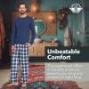 DOCKERS Men’s Pajama Sets, Plaid PJ Pants for Men Lounge Set Long Sleeve Shirt Plaid Bottoms(Navy/Cream)