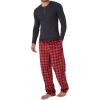 DOCKERS Men’s Pajama Sets, Plaid PJ Pants for Men Lounge Set Long Sleeve Shirt Plaid Bottoms(Black)