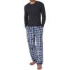 DOCKERS Men’s Pajama Sets, Plaid PJ Pants for Men Lounge Set Long Sleeve Shirt Plaid Bottoms(Charcoal)