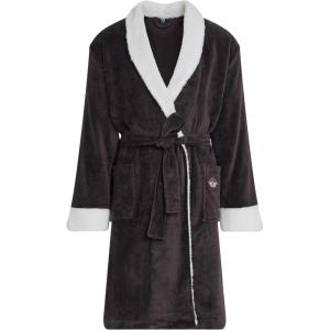 DOCKERS Mens Bath Robe for Men Plush Sherpa Shower Robe with Pockets(Black)