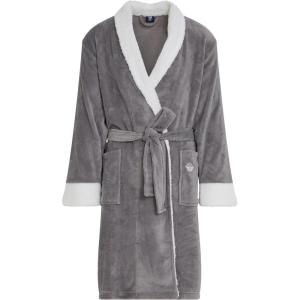 DOCKERS Mens Bath Robe for Men Plush Sherpa Shower Robe with Pockets(Grey)