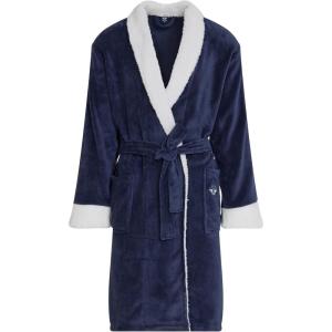 DOCKERS Mens Bath Robe for Men Plush Sherpa Shower Robe with Pockets(Navy)