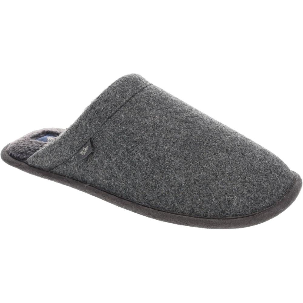 imageDOCKERS Mens Slippers Faux Wool Scuff SlipOns GreyBlack Size Medium to XXLargeGrey