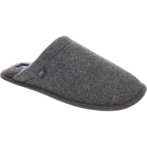 DOCKERS Men’s Slippers Faux Wool Scuff Slip-Ons, Grey/Black, Size Medium to XX-Large(Grey)
