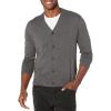 Dockers Mens Regular Fit Long Sleeve Cardigan Sweater(Dark Grey Heather)