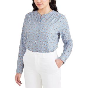 Dockers Womens Regular Fit Long Sleeve Button Down ShirtButton Down Shirt(Goal Mountain Creek Blue (Twill))