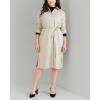 Dockers Womens Relaxed Fit Long Sleeve Dress(Sahara Khaki)