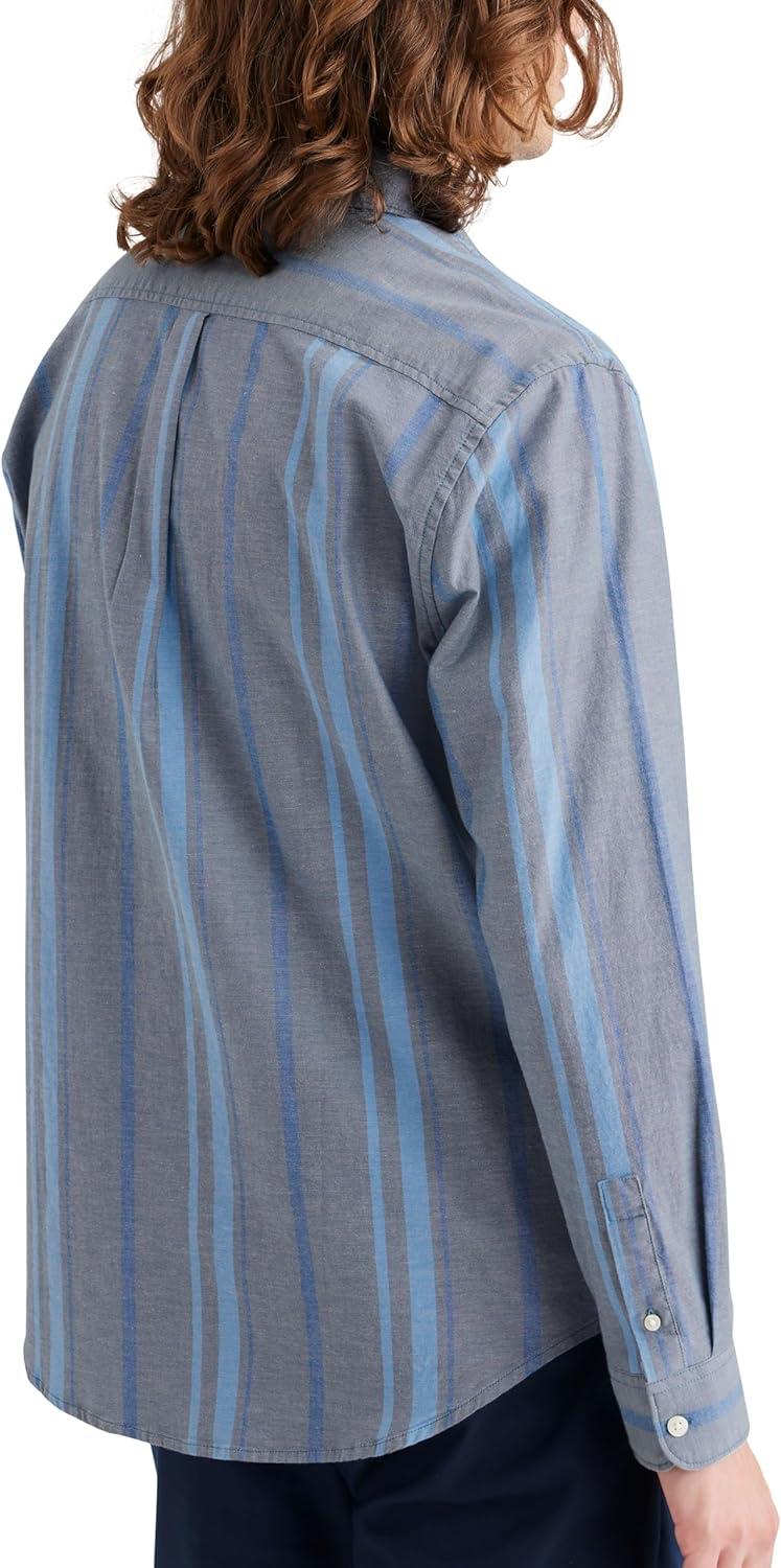 image:imageDockers Mens Regular Fit Long Sleeve Casual Shirt Regular and Big amp TallDune Oxford Vintage Indigo Stripe