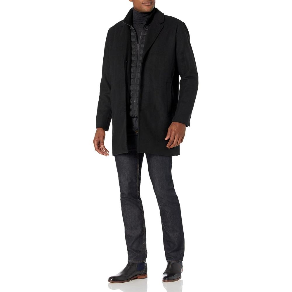 image:imageDOCKERS mens Henry Wool Blend Top Coat Regular and Big amp Tall SizesBlack