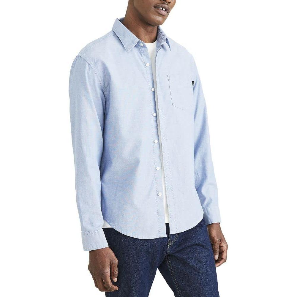 image:imageDockers Mens Regular Fit Long Sleeve Casual Shirt Regular and Big amp TallDelft Blue