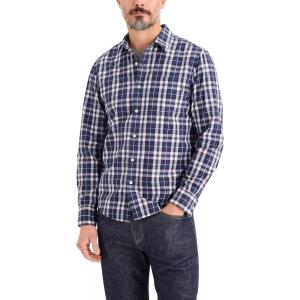 Dockers Men’s Regular Fit Long Sleeve Casual Shirt (Regular and Big & Tall)(Deckerson Poplin Ocean Blue Plaid)