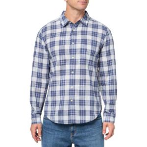 Dockers Men’s Regular Fit Long Sleeve Casual Shirt (Regular and Big & Tall)(Felice Slub Arctic Ice Plaid)
