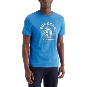 Dockers Men’s Slim Fit Short Sleeve Graphic Tee Shirt – Legacy (Standard and Big & Tall)(Worldwide Ceramic Blue)