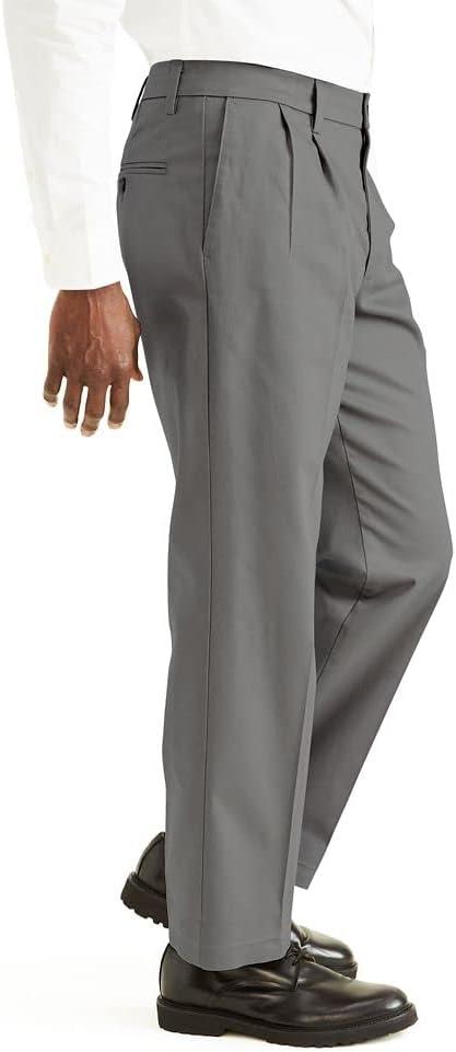 image:imageDockers Mens Classic Fit Signature Lux Cotton Stretch PantsPleated Regular and Big amp TallBurma Grey