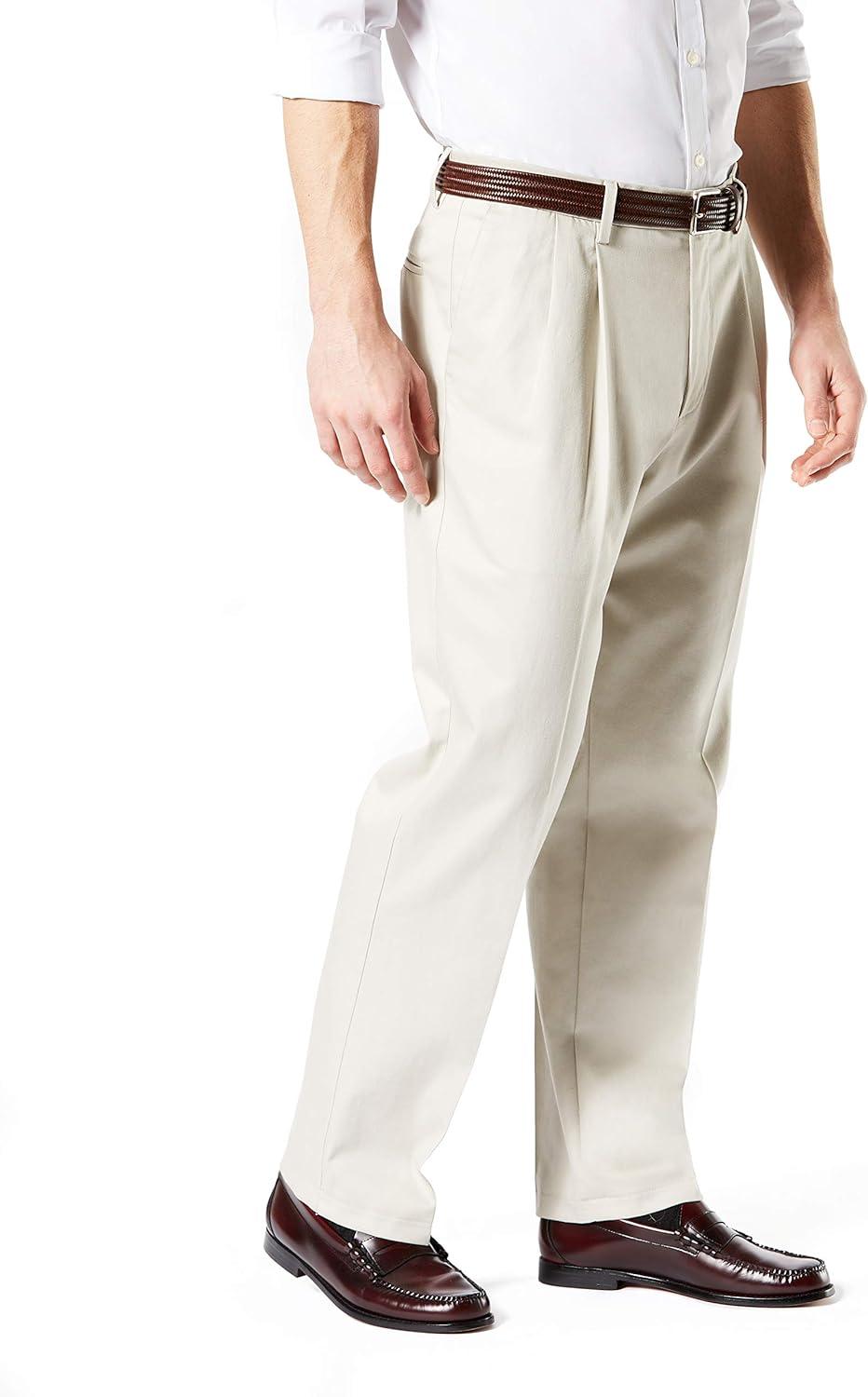 image:imageDockers Mens Classic Fit Signature Lux Cotton Stretch PantsPleated Regular and Big amp TallCloud