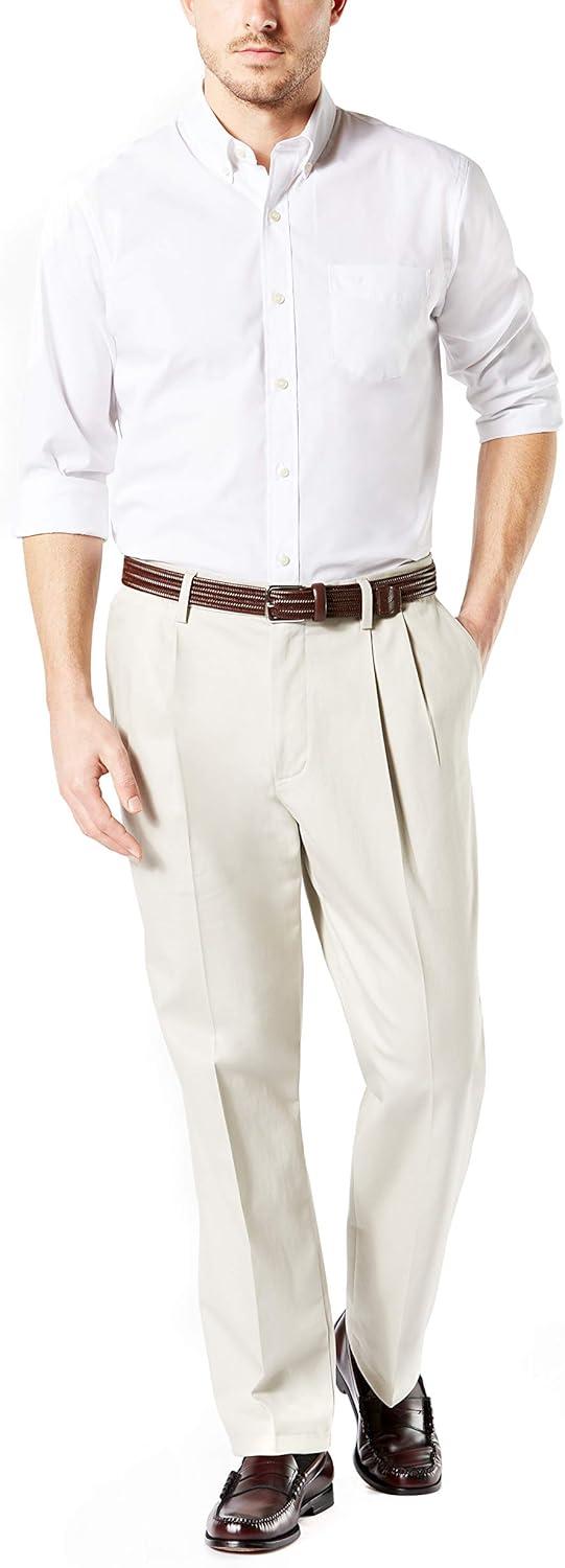 image:imageDockers Mens Classic Fit Signature Lux Cotton Stretch PantsPleated Regular and Big amp TallCloud