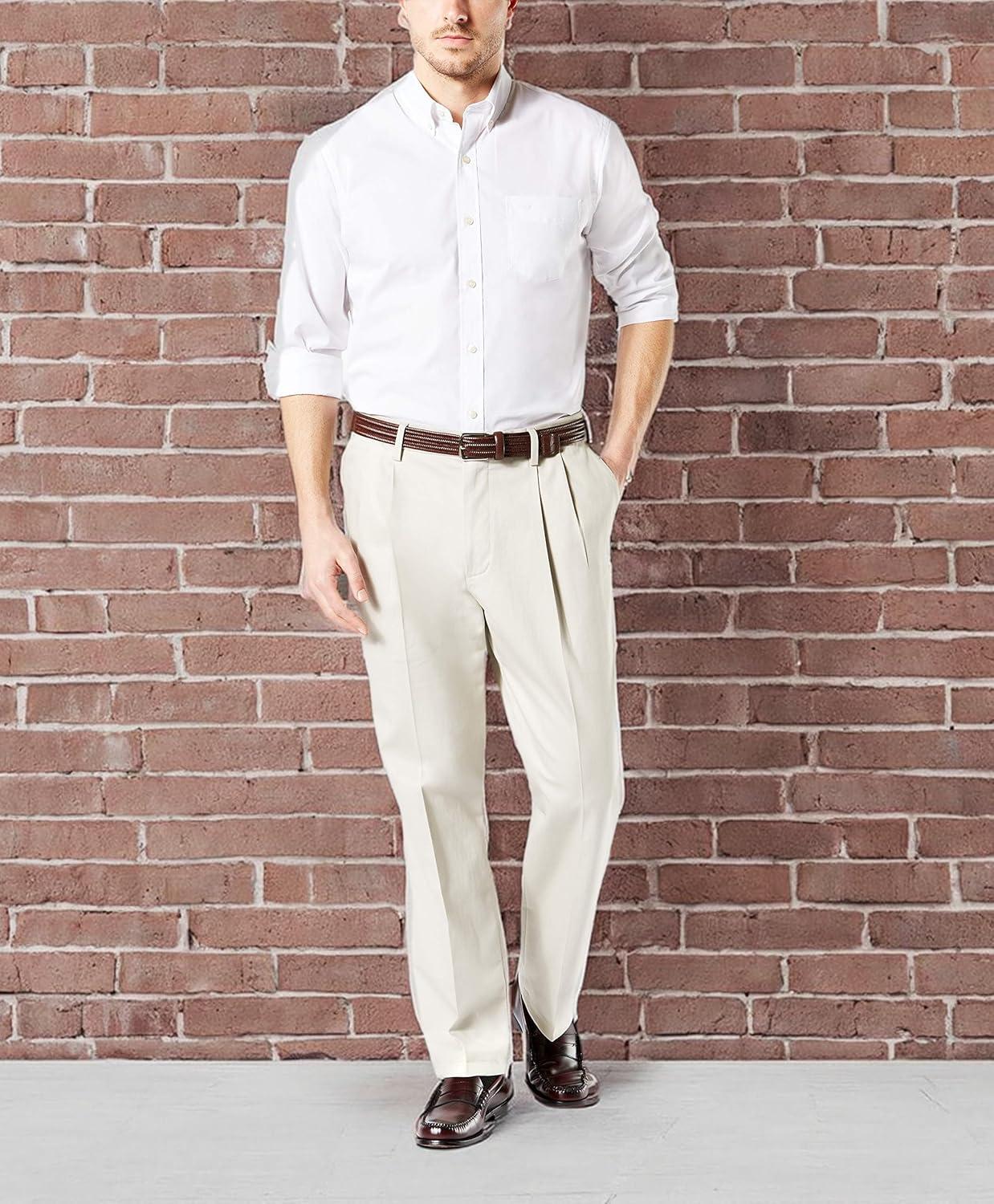 image:imageDockers Mens Classic Fit Signature Lux Cotton Stretch PantsPleated Regular and Big amp TallCloud
