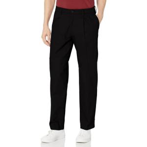Dockers Men’s Classic Fit Signature Lux Cotton Stretch Pants-Pleated (Regular and Big & Tall)(Black)