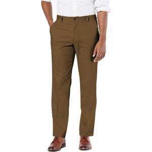 Dockers Men’s Classic Fit Signature Lux Cotton Stretch Pants-Pleated (Regular and Big & Tall)(Tobacco)