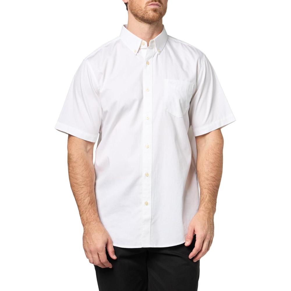 image:imageDockers Mens Dockers Mens Signature Shirt Short Sleeve Classic Fit with Stain DefenderLucent White