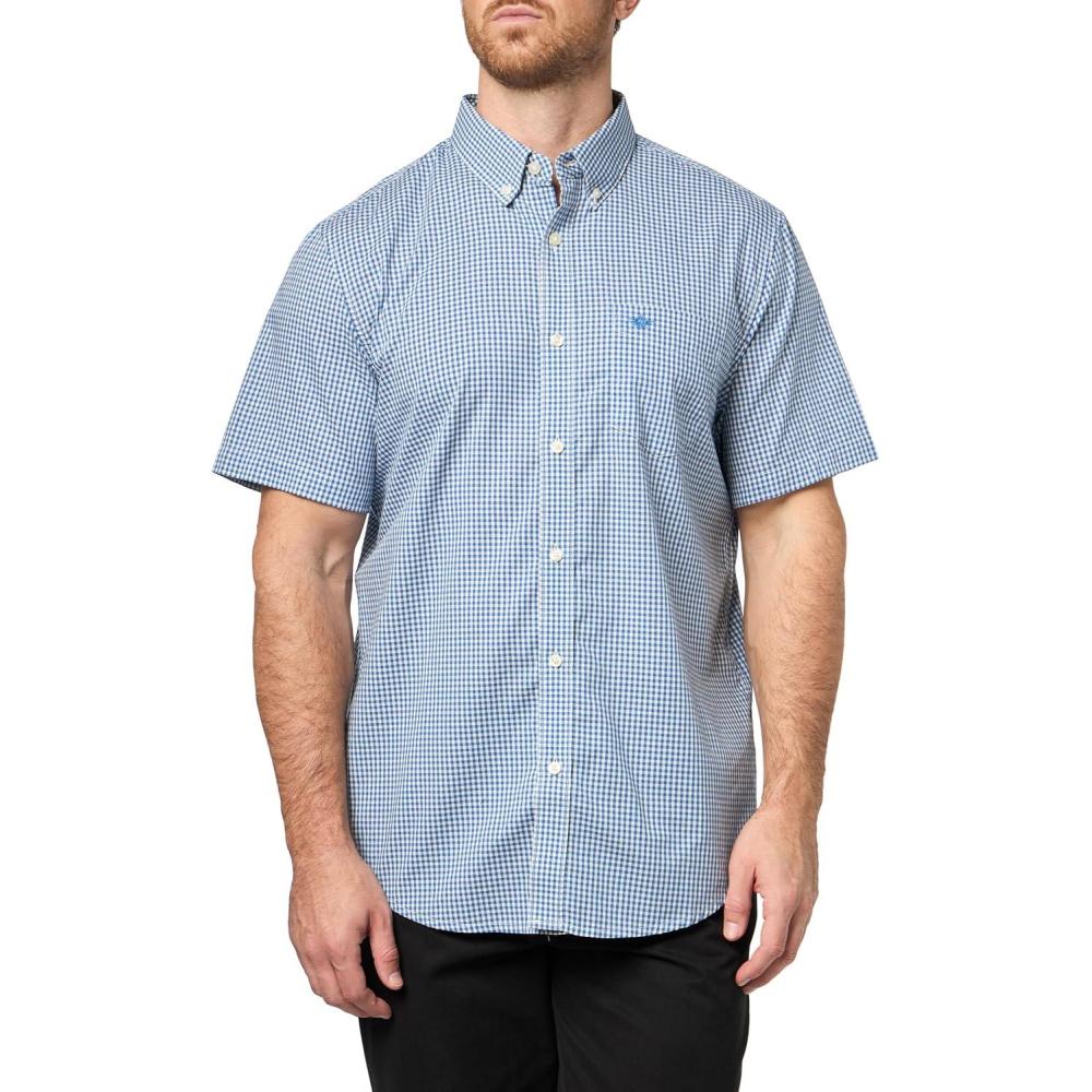 image:imageDockers Mens Dockers Mens Signature Shirt Short Sleeve Classic Fit with Stain DefenderMesilla Delft Plaid
