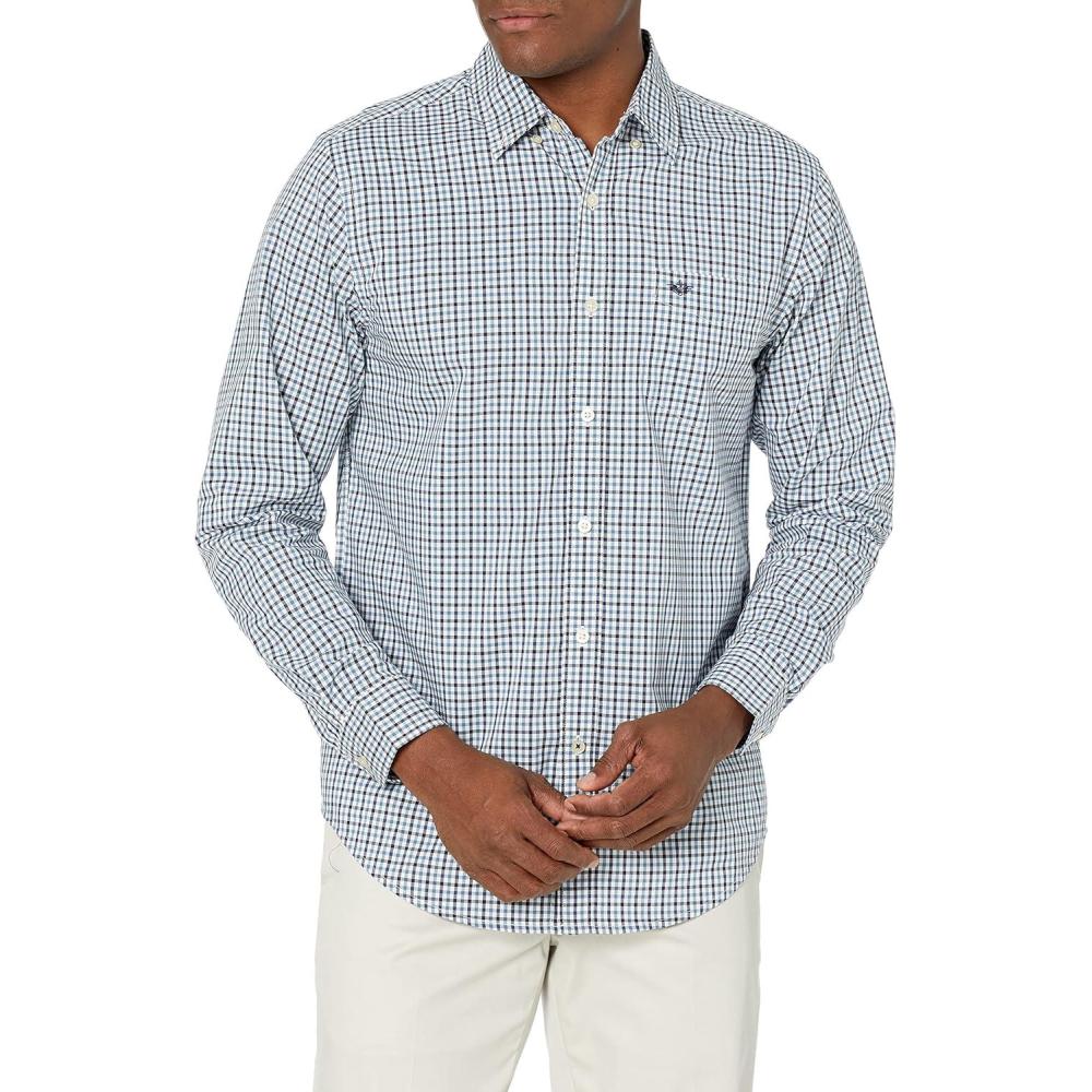 image:imageDockers Mens Supreme Flex Long Sleeve Button Up ShirtPembroke Plaid
