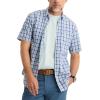 Dockers Men’s Dockers® Men’s Signature Shirt Short Sleeve Classic Fit with Stain Defender®(Wendell Vista Blue Plaid)