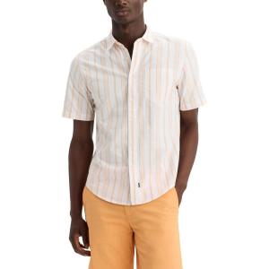 Dockers Men’s Dockers Men’s Regular Fit Short Sleeve Ultimate Shirt(Lucent White Stripe)