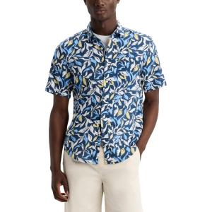Dockers Men’s Dockers Men’s Regular Fit Short Sleeve Ultimate Shirt(Ocean Blue Italian Print)