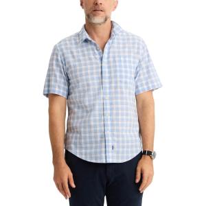 Dockers Men’s Dockers Men’s Regular Fit Short Sleeve Ultimate Shirt(Vista Blue Plaid)