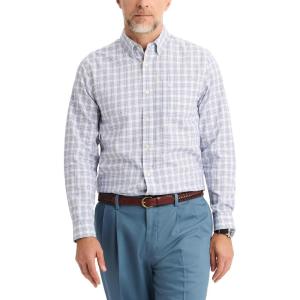 Dockers Men’s Dockers® Men’s Signature Shirt Long Sleeve Classic Fit with Stain Defender®(Burwell Lucent White Plaid)
