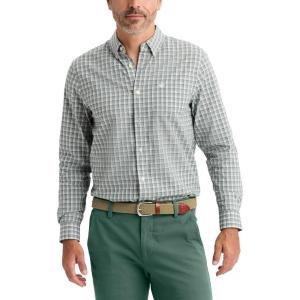 Dockers Men’s Dockers® Men’s Signature Shirt Long Sleeve Classic Fit with Stain Defender®(Duck Green Plaid)