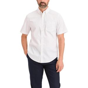 Dockers Men’s Dockers® Men’s Signature Shirt Short Sleeve Classic Fit with Stain Defender®(Cass Lucent White Print)