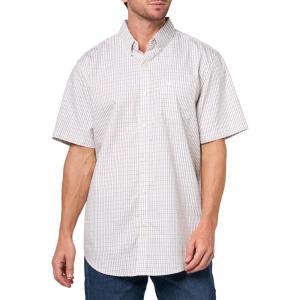 Dockers Men’s Dockers® Men’s Signature Shirt Short Sleeve Classic Fit with Stain Defender®(Cornelius Lucent White Plaid)