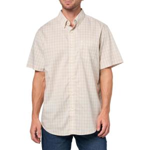 Dockers Men’s Dockers® Men’s Signature Shirt Short Sleeve Classic Fit with Stain Defender®(Grit Plaid)