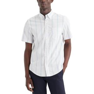 Dockers Men’s Dockers® Men’s Signature Shirt Short Sleeve Classic Fit with Stain Defender®(Lucent White Nomad Stripe)