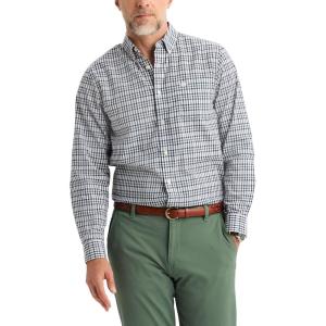 Dockers Men’s Supreme Flex Long Sleeve Button Up Shirt(Lucent White Plaid)