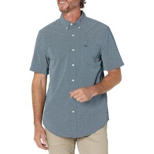 Dockers Men’s Supreme Flex Long Sleeve Button Up Shirt(Ocean Blue Print)